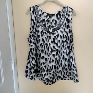 Fashion Bug Sequin sleeveless animal print top shirt 1X Office Holiday Wedding